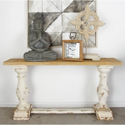 Olivia & May Vintage Wood Console Table White - Olivia & May 3 Olivia & May Vintage Wood Console Table White - Olivia & May