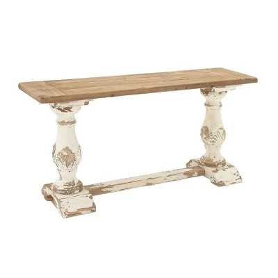 Olivia & May Vintage Wood Console Table White - Olivia & May 4 Olivia & May Vintage Wood Console Table White - Olivia & May - Image 2