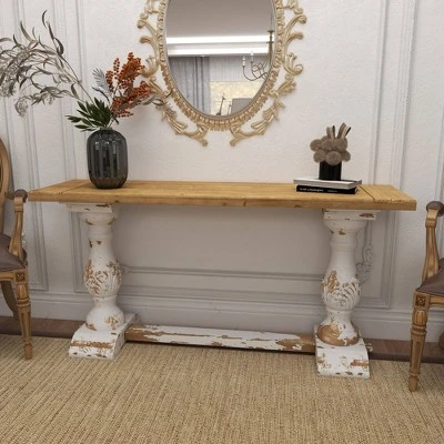 Olivia & May Vintage Wood Console Table White - Olivia & May 5 Olivia & May Vintage Wood Console Table White - Olivia & May - Image 3