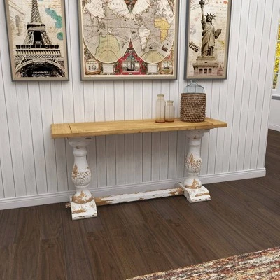 Olivia & May Vintage Wood Console Table White - Olivia & May 8 Olivia & May Vintage Wood Console Table White - Olivia & May - Image 6