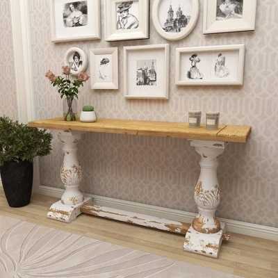 Olivia & May Vintage Wood Console Table White - Olivia & May 9 Olivia & May Vintage Wood Console Table White - Olivia & May - Image 7