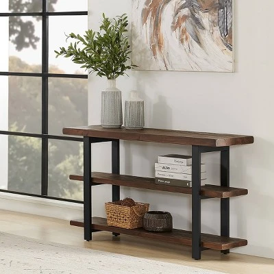 Pomona 2 Shelf Console Table Brown - Alaterre Furniture 4 Pomona 2 Shelf Console Table Brown - Alaterre Furniture - Image 2