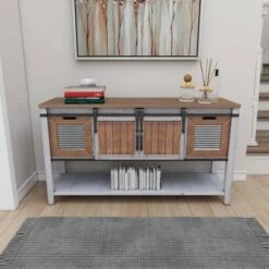 Olivia & May Farmhouse Storage Console Table Brown - Olivia & May -Console Tables Sales unnamed file 3917