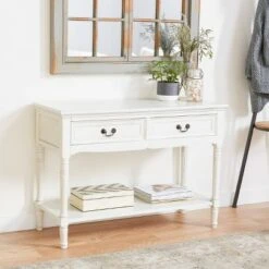 Wood Traditional 2 Drawer Console Table Antique Ivory - Olivia & May -Console Tables Sales unnamed file 3966