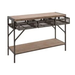 Olivia & May Industrial Console Table with Screen Drawers Brown - Olivia & May -Console Tables Sales unnamed file 3984