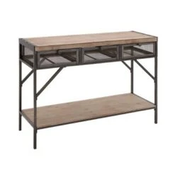 Olivia & May Industrial Console Table with Screen Drawers Brown - Olivia & May -Console Tables Sales unnamed file 3985