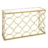 Metal and Mirror Quatrefoil Pattern Console Table Gold - Olivia & May
