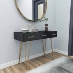 Olivia & May Modern 3 Drawer Console Table Black - Olivia & May -Console Tables Sales unnamed file 4059