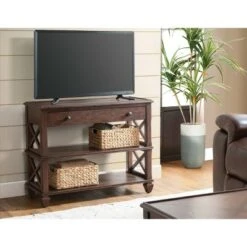 36" Bridgton Wood Sofa/TV Console with Drawer Cherry - Alaterre Furniture