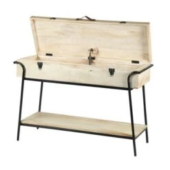 Handmade Wood and Metal Box Console Table with Removable Storage Brown/Black - The Urban Port -Console Tables Sales unnamed file 4120