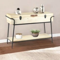 Handmade Wood and Metal Box Console Table with Removable Storage Brown/Black - The Urban Port -Console Tables Sales unnamed file 4125