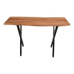30" Industrial Wooden Console Sofa Entryway Table with X Base & Metal legs Brown/Black - The Urban Port