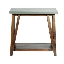 30" Brookside Console Media Table Concrete Coated Top and Wood Light Gray/Brown - Alaterre Furniture