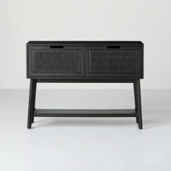 Hearth & Hand W/Magnolia Furniture Wood & Cane Console Table with Pull-Down Drawers - Hearth & Hand™ with Magnolia Black -Console Tables Sales unnamed file 42