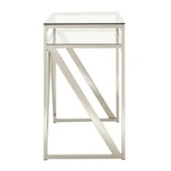 Severin Glass Top Brushed Nickel Sofa and Table Silver - Inspire Q -Console Tables Sales unnamed file 4208