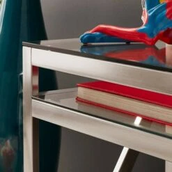 Severin Glass Top Brushed Nickel Sofa and Table Silver - Inspire Q -Console Tables Sales unnamed file 4210