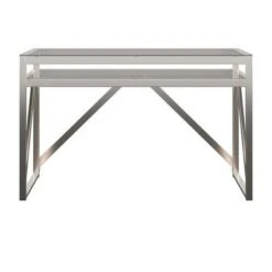 Severin Glass Top Brushed Nickel Sofa and Table Silver - Inspire Q -Console Tables Sales unnamed file 4212