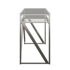 Severin Glass Top Brushed Nickel Sofa and Table Silver - Inspire Q -Console Tables Sales unnamed file 4213