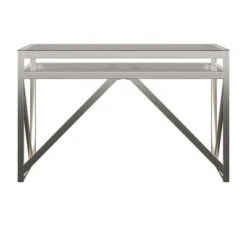 Severin Glass Top Brushed Nickel Sofa and Table Silver - Inspire Q -Console Tables Sales unnamed file 4214