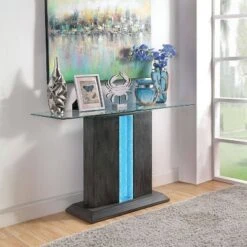 Danziger Pedestal Base Sofa Table with LED Light Gray - miBasics