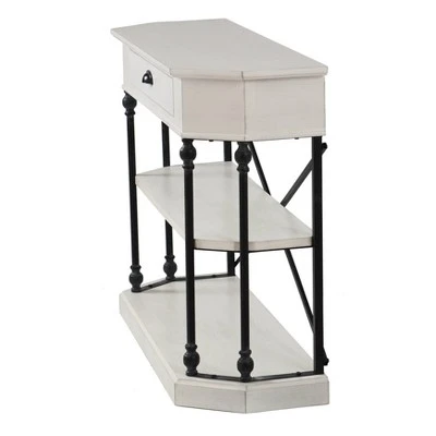 Clipped Corner Console Table with 2 Shelves and Center Drawer White - Stylecraft 3 Clipped Corner Console Table with 2 Shelves and Center Drawer White - Stylecraft