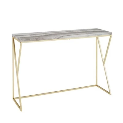 Geo Glam Modern Faux Marble Entry Table - Saracina Home White Faux Marble/black 4 Geo Glam Modern Faux Marble Entry Table - Saracina Home White Faux Marble/black - Image 2