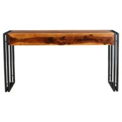 Solid Sheesham Wood 60" Console Table with Metal Legs - Timbergirl -Console Tables Sales unnamed file 4359