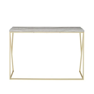 Geo Glam Modern Faux Marble Entry Table - Saracina Home White Faux Marble/black 5 Geo Glam Modern Faux Marble Entry Table - Saracina Home White Faux Marble/black - Image 3