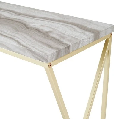 Geo Glam Modern Faux Marble Entry Table - Saracina Home White Faux Marble/black 6 Geo Glam Modern Faux Marble Entry Table - Saracina Home White Faux Marble/black - Image 4