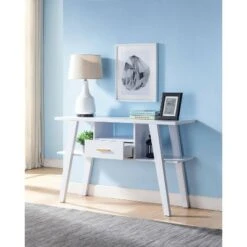 Ossy 4 Shelf Console Table with 1 Drawer White - miBasics -Console Tables Sales unnamed file 4384