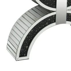 Wood and Mirror Console Table with Geometric Style Base Black/Clear - Benzara -Console Tables Sales unnamed file 4390