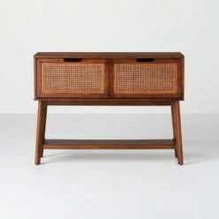 Hearth & Hand W/Magnolia Furniture Wood & Cane Console Table with Pull-Down Drawers - Hearth & Hand™ with Magnolia Black -Console Tables Sales unnamed file 44