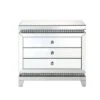 3 Drawer Mirrored Console Table with Faux Crystals Silver - Benzara