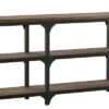 Industrial Style Metal Frame Console Table with 2 Shelves Gray/Brown - Benzara -Console Tables Sales unnamed file 4436