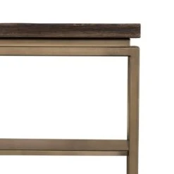 Faye Console Table with Shelf Rustic Brown/Antiqued Brass - Armen Living