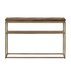 Faye Console Table with Shelf Rustic Brown/Antiqued Brass - Armen Living -Console Tables Sales unnamed file 4495