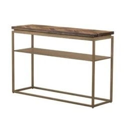 Faye Console Table with Shelf Rustic Brown/Antiqued Brass - Armen Living -Console Tables Sales unnamed file 4496