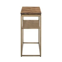 Faye Console Table with Shelf Rustic Brown/Antiqued Brass - Armen Living -Console Tables Sales unnamed file 4497