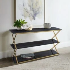 Westlake 3 Tier Console Table Dark Brown/Gold - Armen Living -Console Tables Sales unnamed file 4525