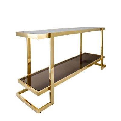 Metal/Marble Glass Console Table Gold/White - Sagebrook Home 3 Metal/Marble Glass Console Table Gold/White - Sagebrook Home