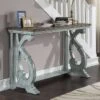 Crimber Trestle Sofa Table Oak/Antique Blue - miBasics