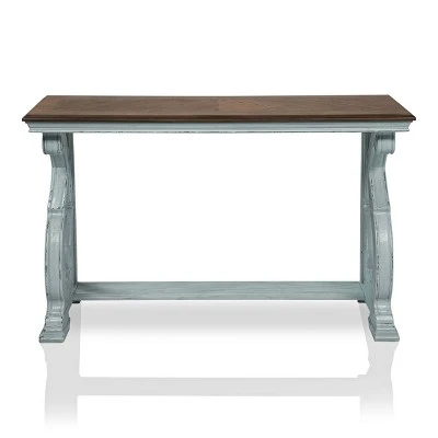 Crimber Trestle Sofa Table Oak/Antique Blue - miBasics 5 Crimber Trestle Sofa Table Oak/Antique Blue - miBasics - Image 3