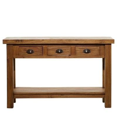 Olivia & May Rustic Wood Console Table Brown - Olivia & May 7 Olivia & May Rustic Wood Console Table Brown - Olivia & May - Image 5