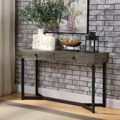 Craddock 2 Drawer Sofa Table Dark Oak - miBasics 3 Craddock 2 Drawer Sofa Table Dark Oak - miBasics