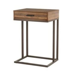 Modern Industry Metal/Wooden 'C' Side and End Table with 2 USB Charging Ports - Glitzhome Walnut 19 Modern Industry Metal/Wooden 'C' Side and End Table with 2 USB Charging Ports - Glitzhome Walnut -Console Tables Sales unnamed file 4753