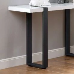 Druse Sofa Table with U-Shaped Legs White/Black - miBasics -Console Tables Sales unnamed file 4814