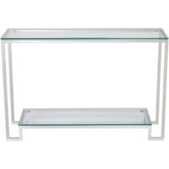 Studio 55D Modern Polished Steel Rectangular Console Table 47 1/2" X 13 3/4" Clear Glass Sliver Living Room House Entryway Balcony -Console Tables Sales unnamed file 4854