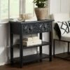 55 Downing Street Country Cottage Wood Console Table 31 1/2" x 13 3/4" with Drawer Black for Living Room Bedroom Bedside Entryway -Console Tables Sales unnamed file 4857
