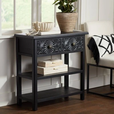 55 Downing Street Country Cottage Wood Console Table 31 1/2" x 13 3/4" with Drawer Black for Living Room Bedroom Bedside Entryway 3 55 Downing Street Country Cottage Wood Console Table 31 1/2" x 13 3/4" with Drawer Black for Living Room Bedroom Bedside Entryway
