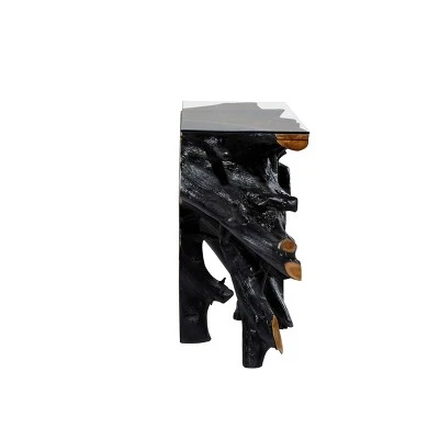 Olivia & May Contemporary Teak Wood Console Table Gold - Olivia & May 10 Olivia & May Contemporary Teak Wood Console Table Gold - Olivia & May - Image 8